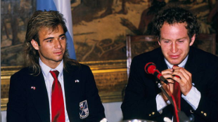 Andre Agassi y John McEnroe. Buenos Aires, julio de 1988. Fuente: Getty