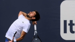 Novak Djokovic durante el Miami Open 2019. Foto: Getty