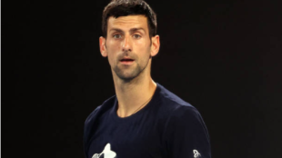 Novak Djokovic, en su último entreno en la Rod Laver Arena. Fuente: Getty