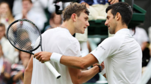 Draper: "Ganar un set a Djokovic en mi primer Wimbledon es algo que nunca voy a olvidar". Foto: Getty
