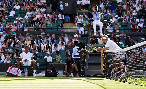Felix Auger-Aliassime y Alejandro Davidovich en Wimbledon 2026.