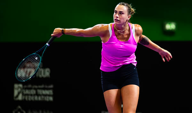 Aryna Sabalenka training at the WTA Finals. Source: Getty