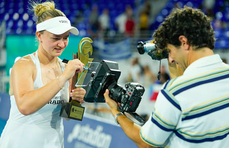 Barbora Krejcikova celebrates her title at WTA Athens 2026. Source: Getty
