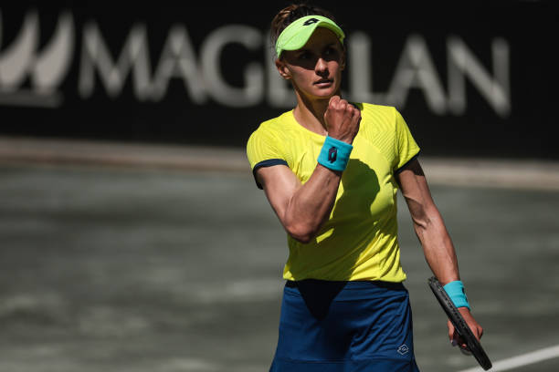 Lesia Tsurenko pendant un match en 2024.