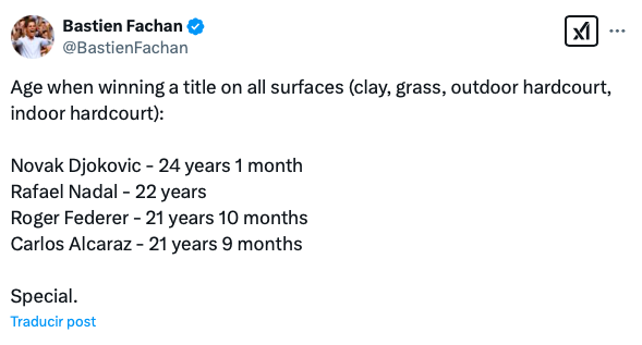 El dato de Carlos Alcaraz que le coloca a la altura del Big3