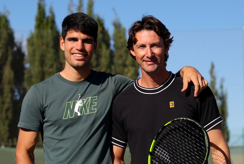 Juan Carlos Ferrero y Carlos Alcaraz en la pretemporada 2025