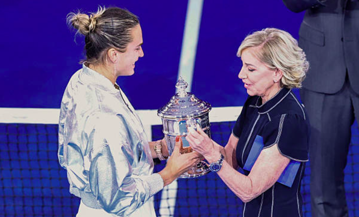 Aryna Sabalenka y Chis Evert, la última y la primera número 1 de la historia. Fuente: Getty