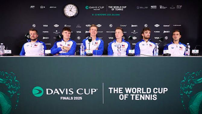 El equipo checo de Copa Davis en el Media Day de Bolonia. Fuente: Getty