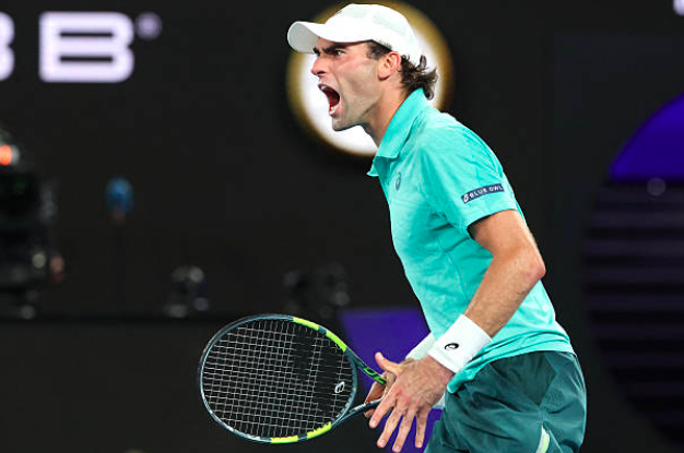 Eliot Spizirri, protagonista en su partido ante Jannik Sinner. Fuente: Getty