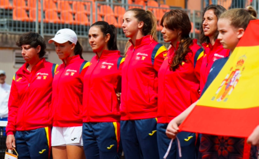 Spain during the tie against Slovenia. Source: Getty