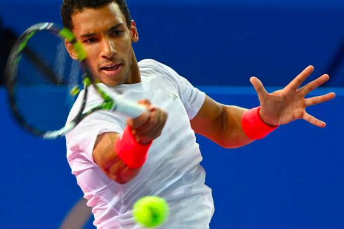 Felix Auger-Aliassime jugando en Montpellier. Fuente: Getty