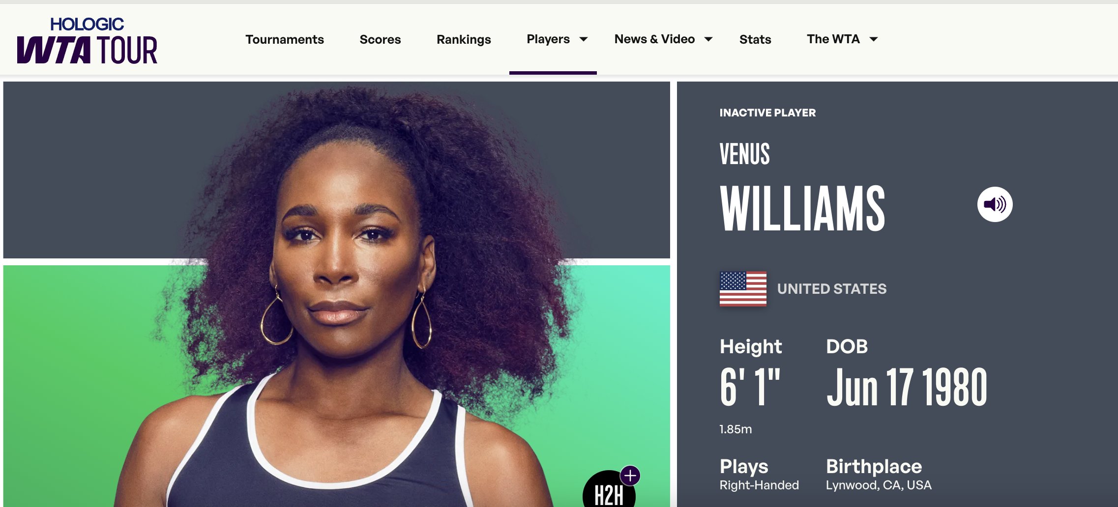 Venus Williams se queda sin ranking.