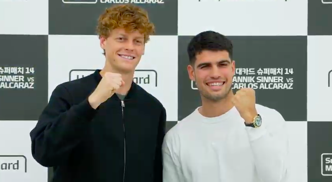 Carlos Alcaraz y Jannik Sinner, rueda de prensa Corea del Sur.