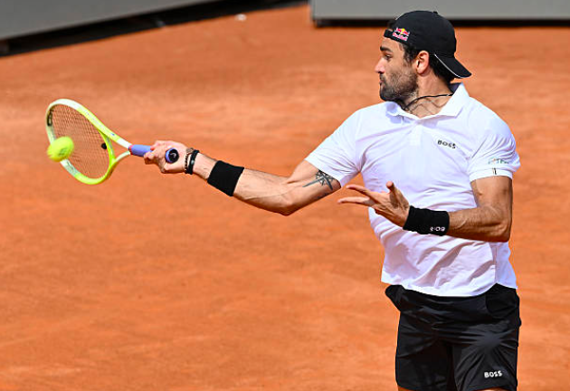 Matteo Berrettini competing in the Rome tournament. Source: Getty