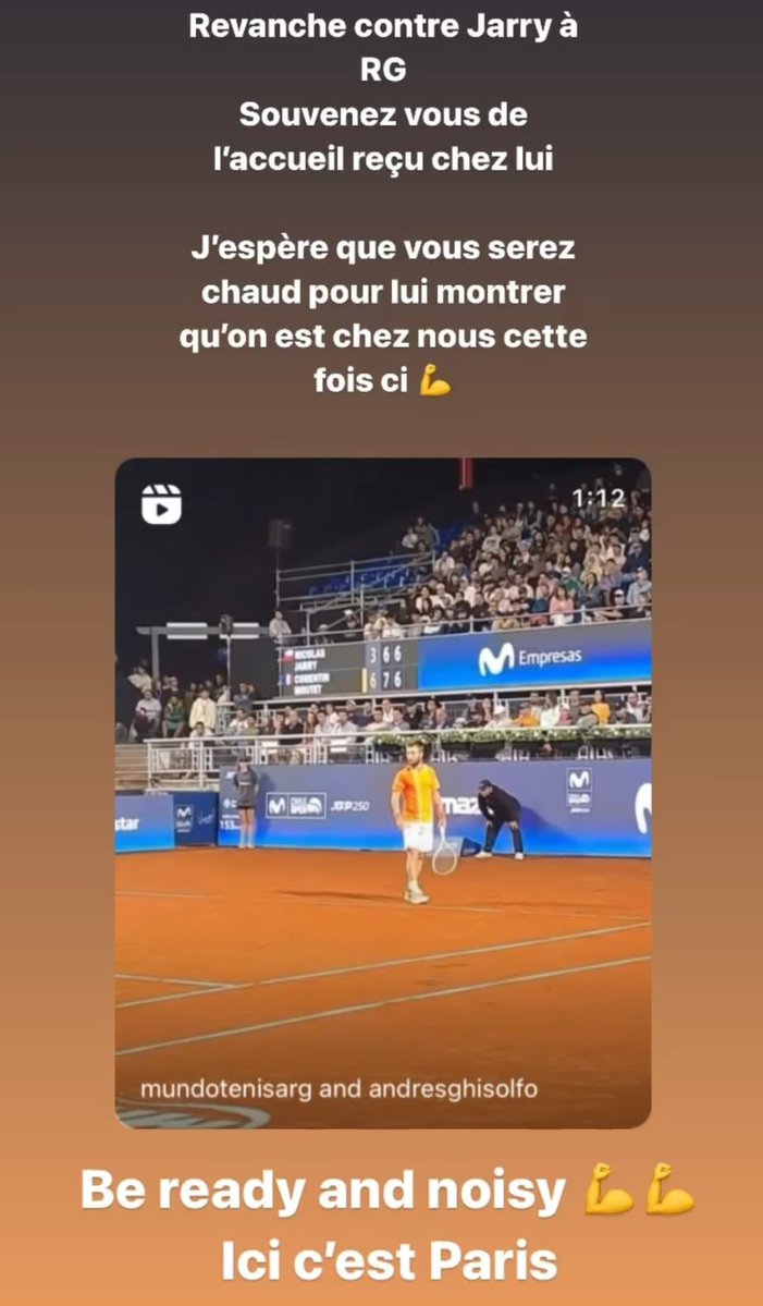 Corentin Moutet y su mensaje sobre Nico Jarry.