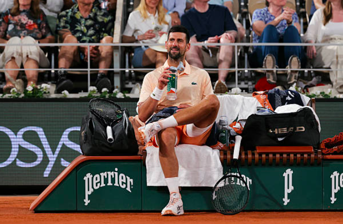 Novak Djokovic during his debut at Roland Garros 2026. Source: Getty