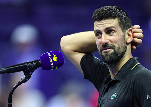 Novak Djokovic in the post-match interview after defeating Fritz. Source: Getty