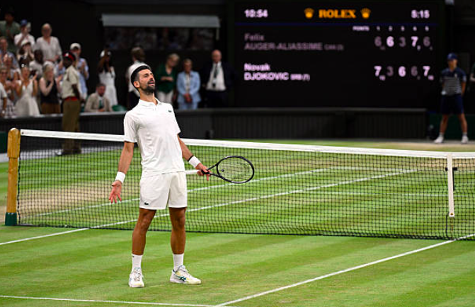Novak Djokovic celebra su tremenda victoria ante Felix Auger-Aliassime. Fuente: Getty