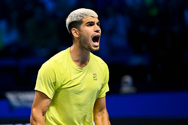 Así celebró Alcaraz su victoria ante Musetti. Fuente: Getty