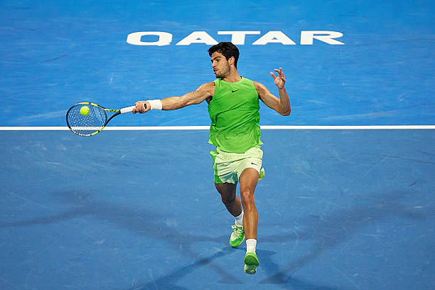 Alcaraz reacted in time to defeat Khachanov. Source: Getty