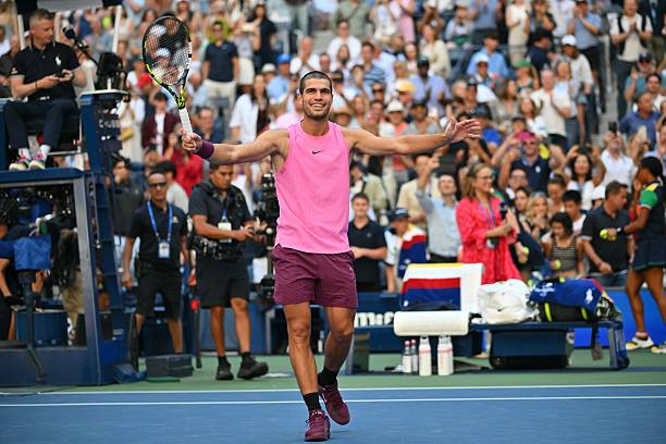 Alcaraz, en US Open 2025 ante Rinderknech. Foto: gettyimages
