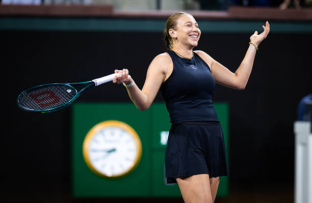 Amanda Anisimova, divertida en Indian Wells. Foto: gettyimages
