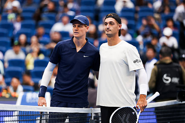 Atmane and Sinner, ahead of their match in Beijing. Source: Getty