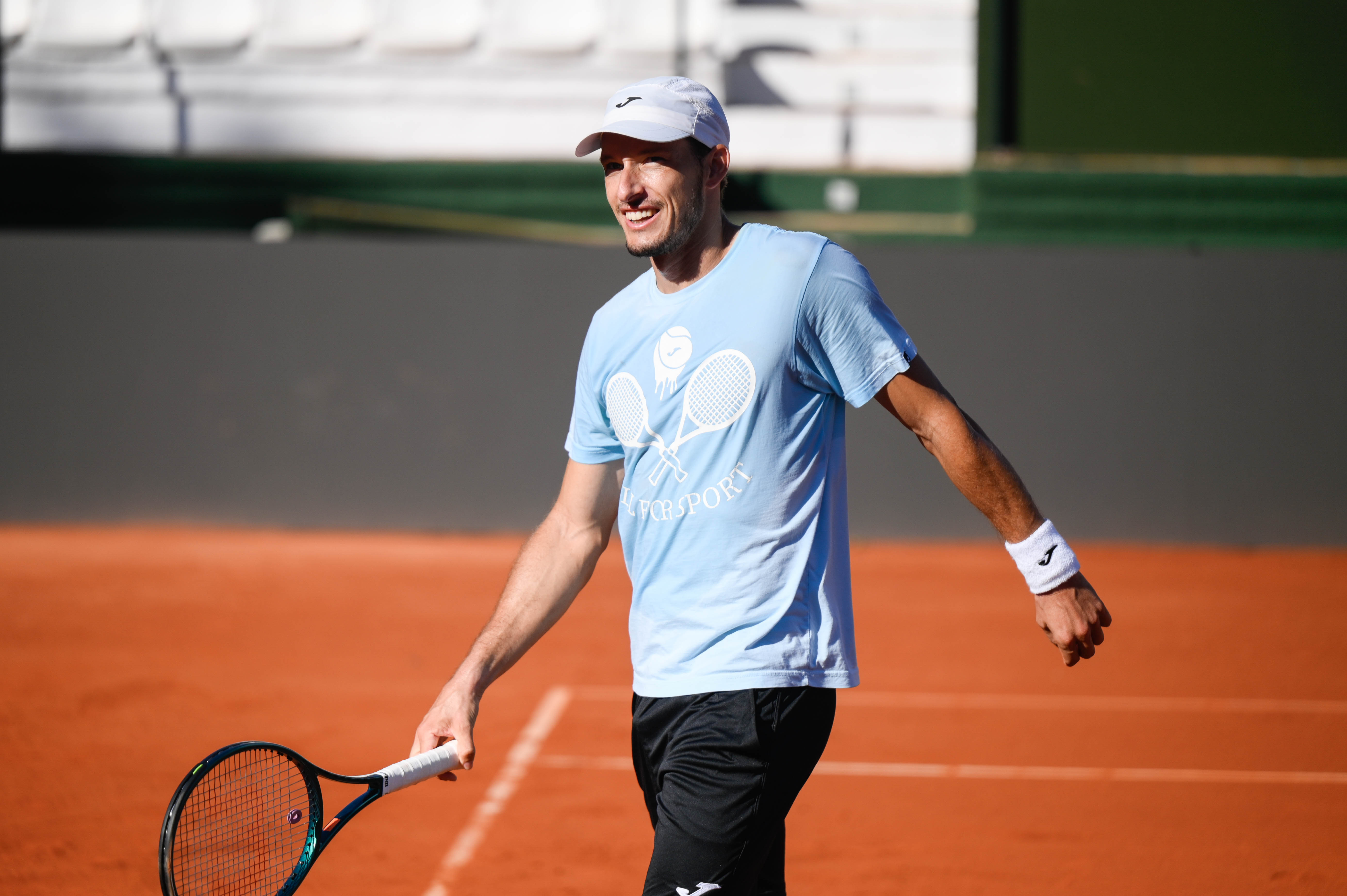 Carreño, sonriente durante su entrenamiento en Marbella. Fuente: RFET