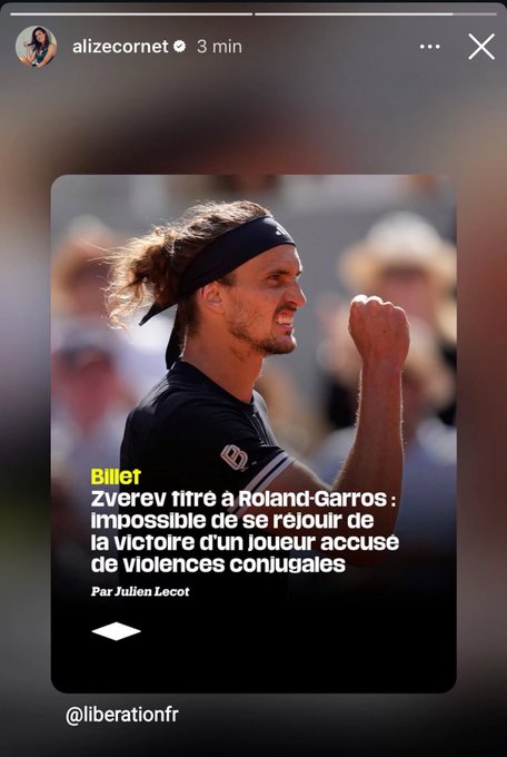 Cornet, accusations against Zverev