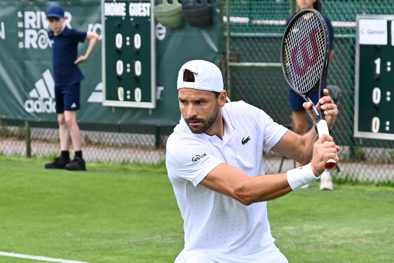 Grigor Dimitrov during one of his matches at the Dublin Challenger.
