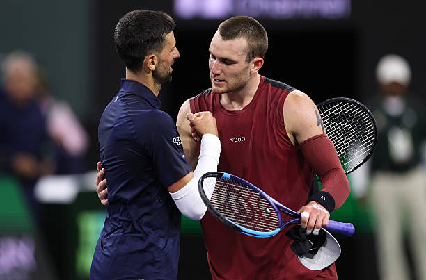 Draper, tras derrotar a Djokovic en Indian Wells. Fuente: Getty