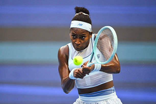 Gauff, en plena disputa de su duelo de cuartos. Fuente: Getty