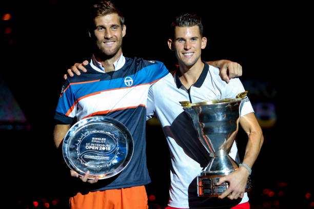 Martin Klizan with Dominic Thiem in St Petersburg.