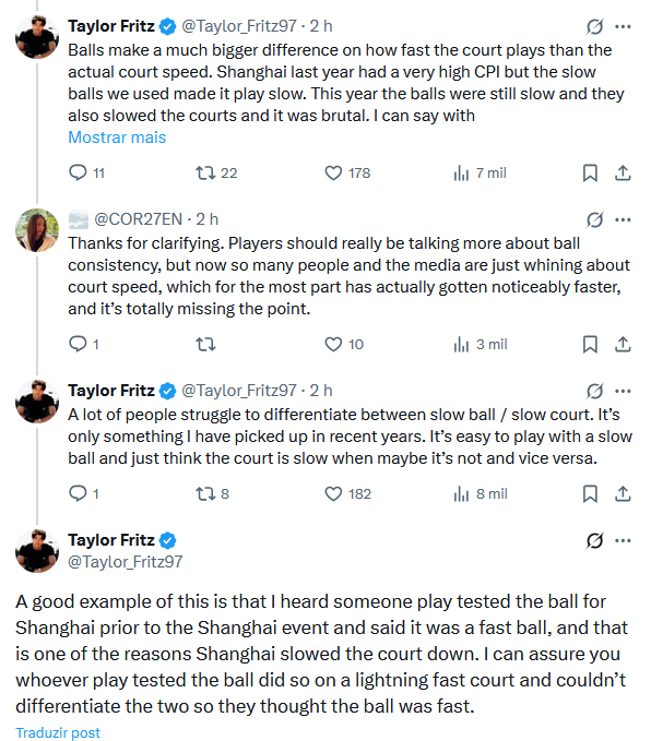 Reflexiones de Taylor Fritz. Foto: X