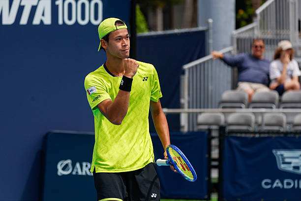 Sakamoto secured his first ATP-level victory. Source: Getty
