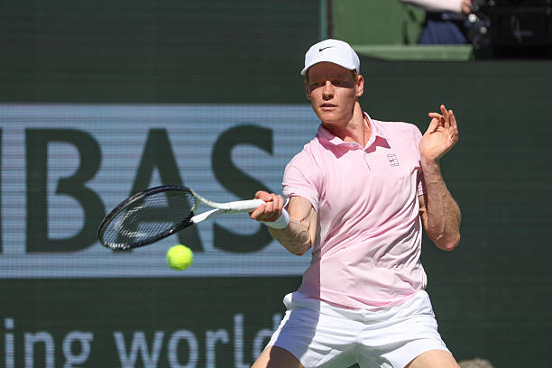 Sinner, in action during his victory over Tien. Source: Getty