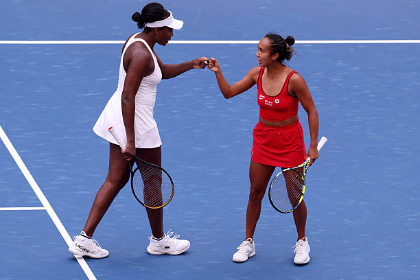 Venus Williams and Leylah Fernandez at the 2025 US Open.