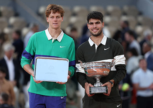 上届比赛的决赛由阿尔卡拉斯和西纳出演。来源：盖蒂