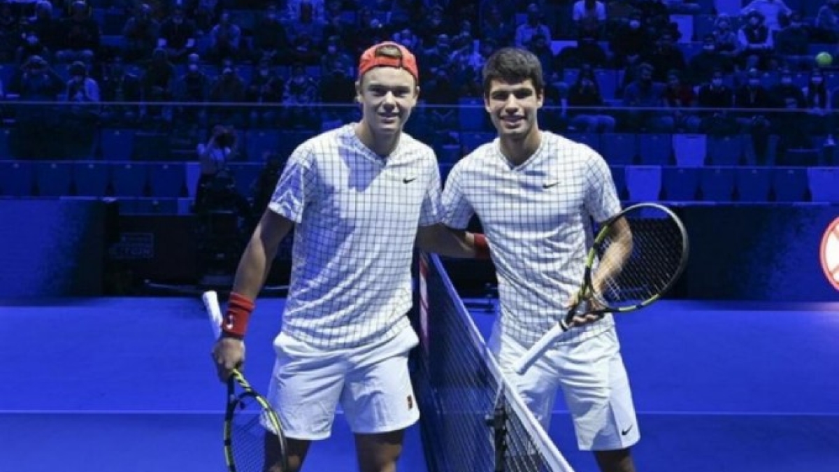 Alcaraz y Rune durante las pasadas Next Gen Finals. Foto: ATP