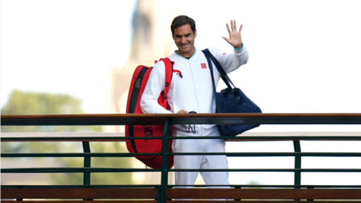 Federer, en su despedida de Wimbledon 2021. Fuente: Getty