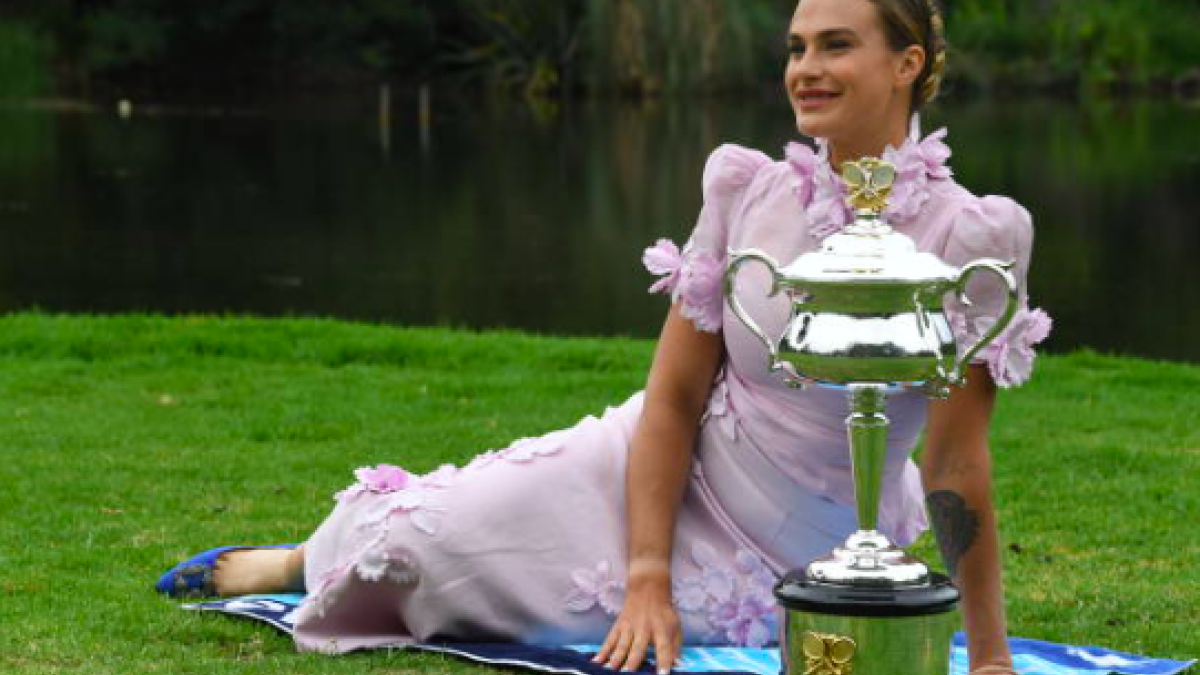 Aryna Sabalenka con su último título. Fuente: Getty