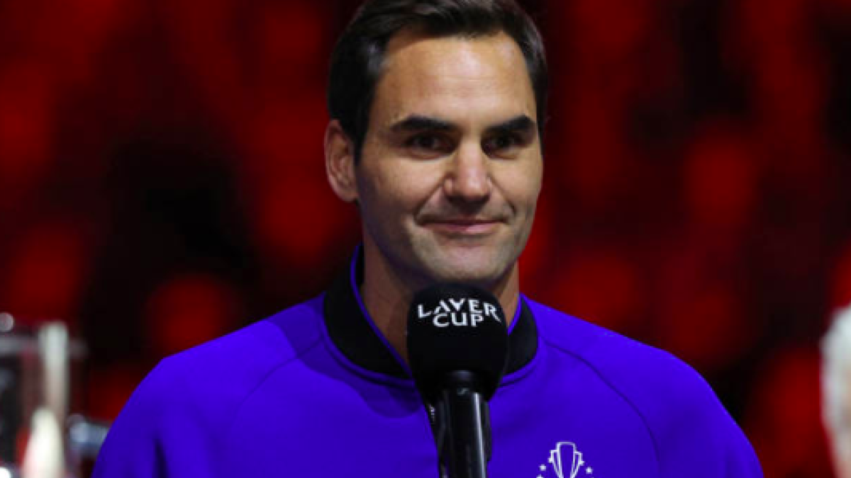 Roger Federer en su último discurso. Fuente: Getty