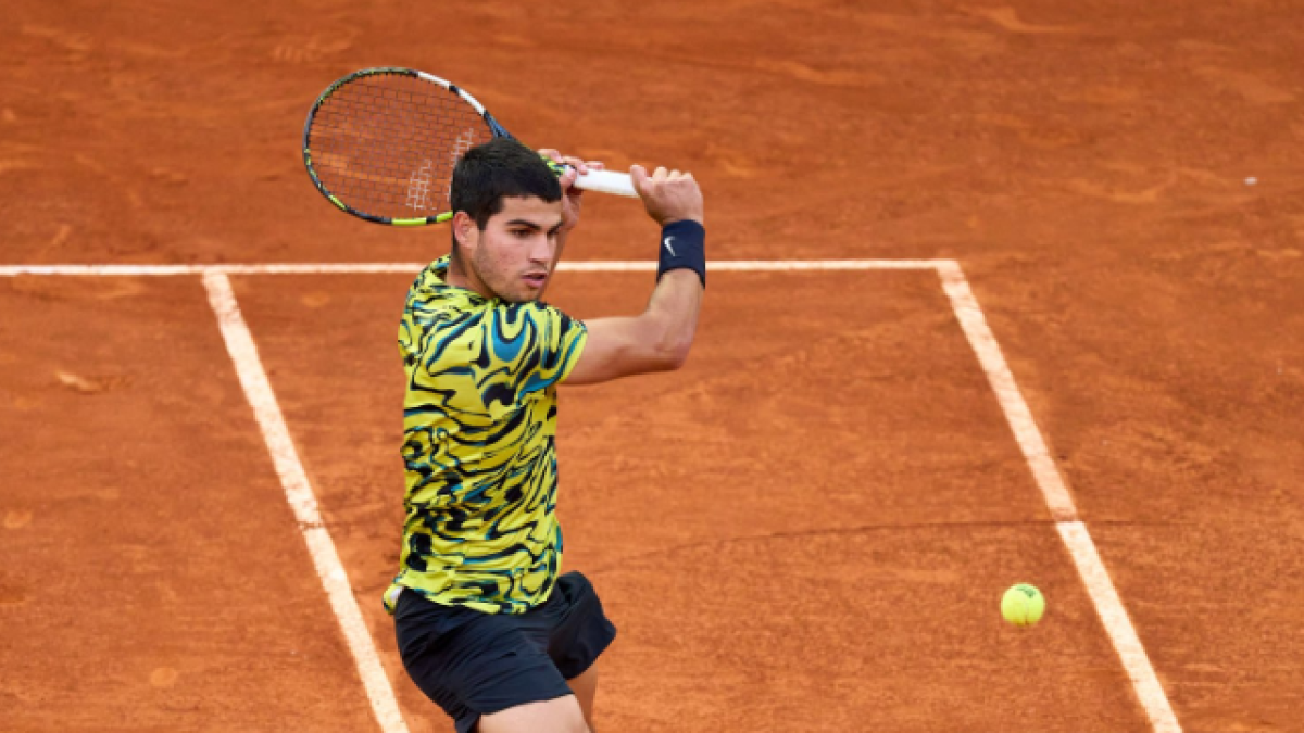Carlos Alcaraz, en octavos del Mutua Madrid Open 2023. Foto: Getty