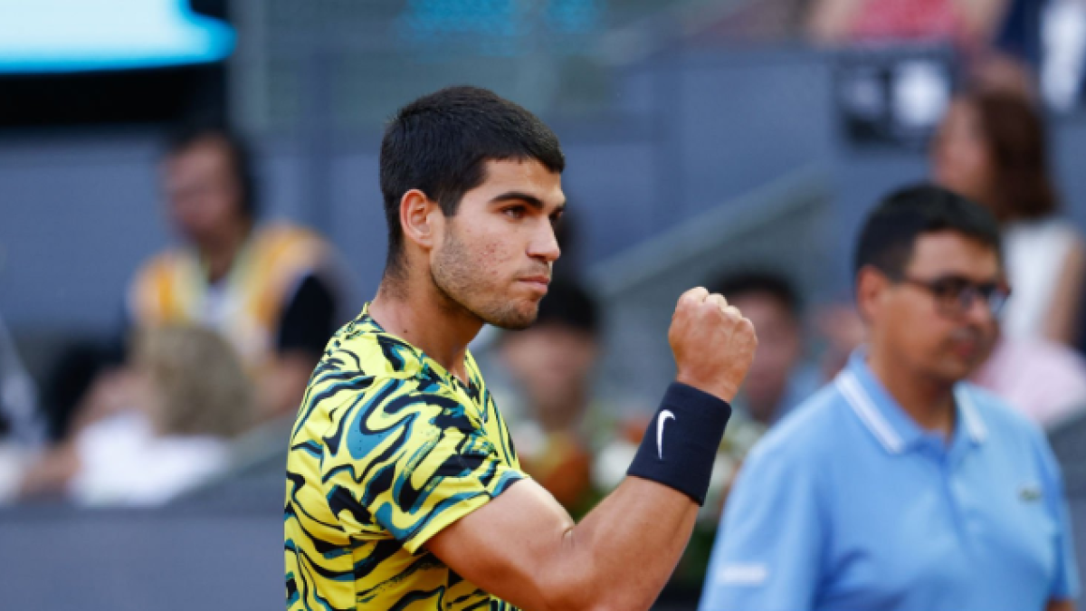 Carlos Alcaraz, en octavos del Mutua Madrid Open 2023. Foto: Getty