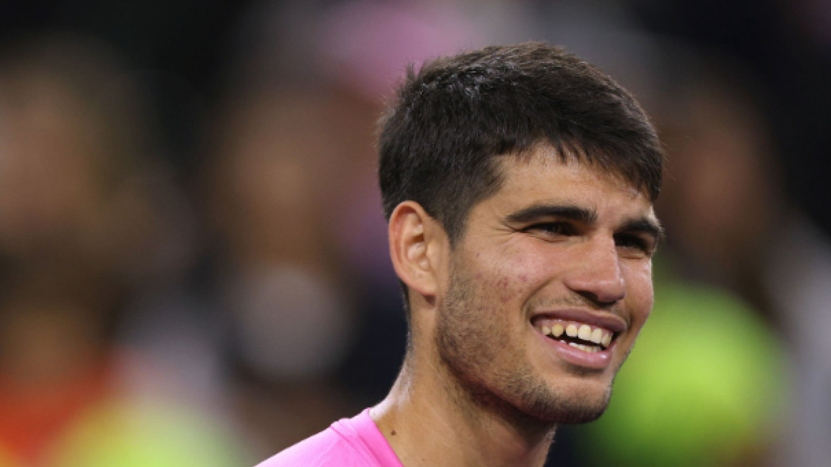 Carlos Alcaraz en su victoria ante Thanasi Kokkinakis en Indian Wells 2023. Foto: Getty