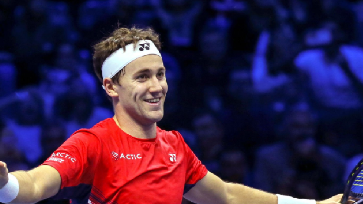 Casper Ruud tras ganar a Andrey Rublev en las ATP Finals 2022. Foto: Getty