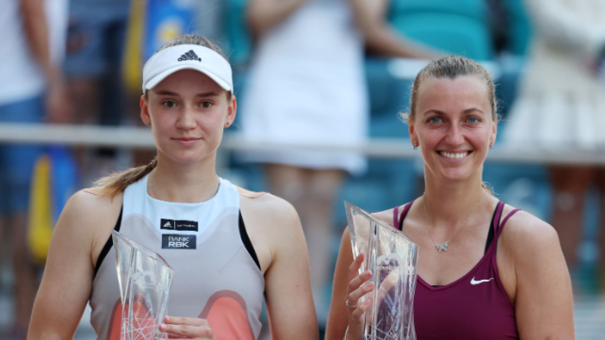 Elena Rybakina y Petra Kvitova en la final del Miami Open 2023. Foto: Getty