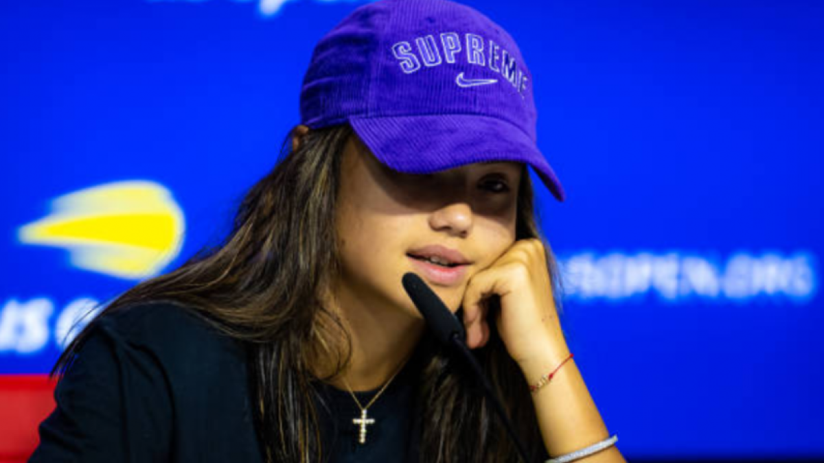 Emma Raducanu, en rueda de prensa. Fuente: Getty.