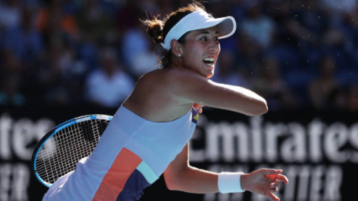 Garbiñe Muguruza frente a Simona Halep en Open Australia 2020. Foto: gettyimages