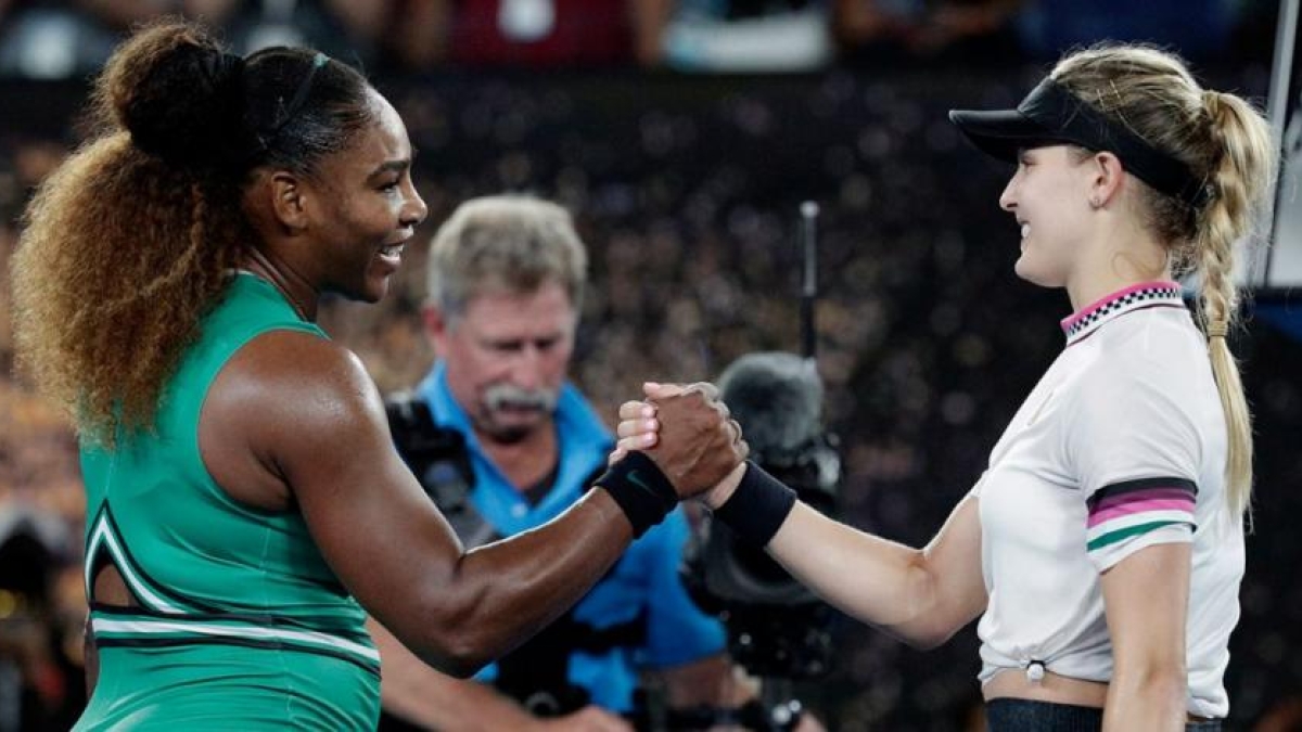 Serena Williams, el mejor drive para Genie Bouchard. Foto: Getty